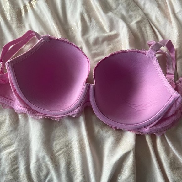 Victoria's Secret Dream Angel Lightly Lined Lace Demi Bra chiffon pink 34DDD nwt - Picture 7 of 12